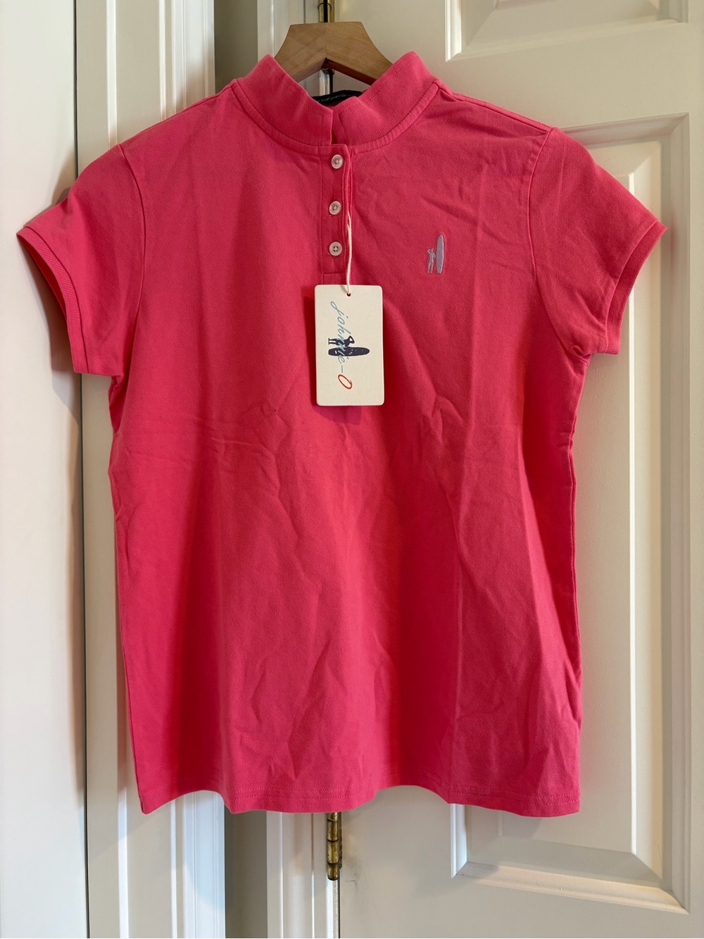 NWT Johnnie-O Coral Pink Knit Polo Top with Subtle Logo